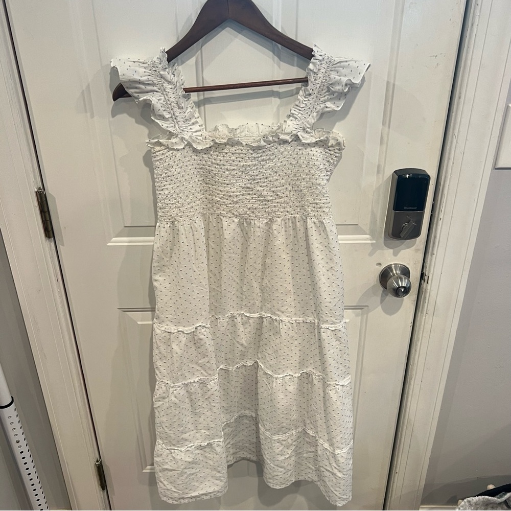 Hill House Home Ellie Nap Dress White with Blue Swiss Dots Coastal Grandma - Picture 3 of 6